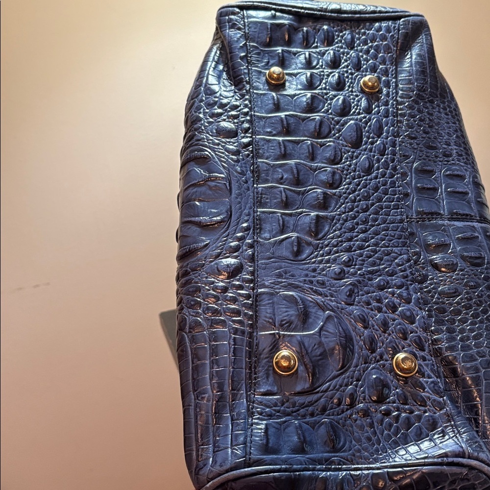 Brahmin Blue Embossed Leather Satchel - Picture 5 of 9